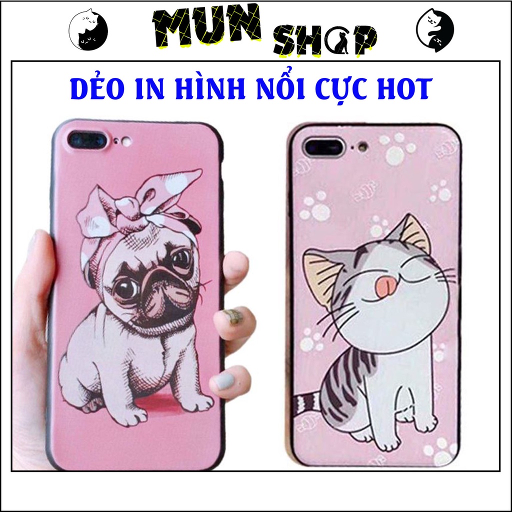 Ốp lưng iphone dẻo in hình nổi Chó Hồng và Mèo Chi 6/6plus/6s/6splus/7/7plus/8/8plus/x/xs/11/12/pro/max/plus/promax