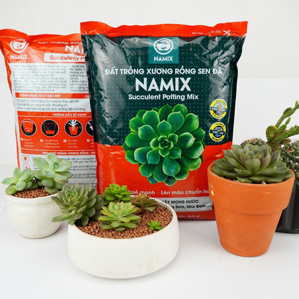 Đất trồng Sen đá Namix (Succulents Potting Mix) - Chuyên trồng cây mọng nước như Xương rồng, sen đá, nha đam...