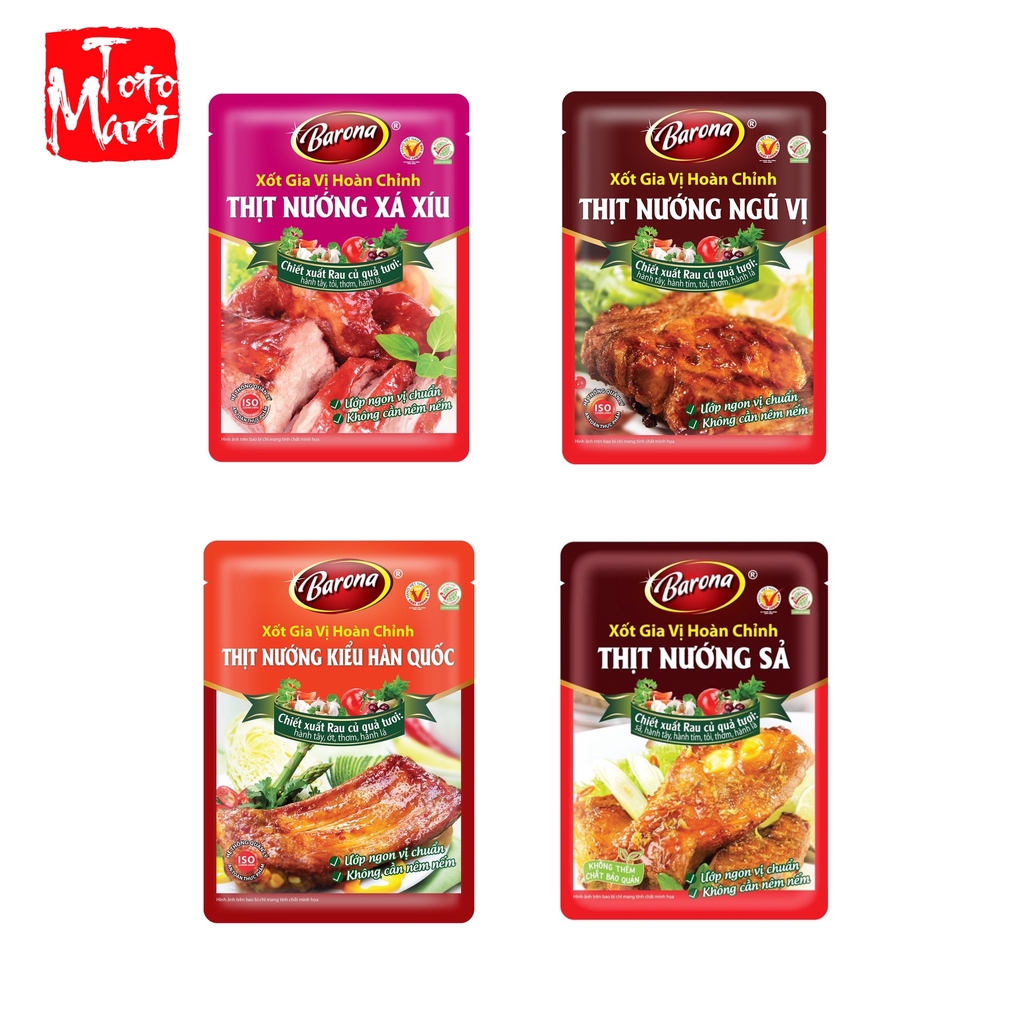 Xốt ướp thịt nướng gia vị hoàn chỉnh Barona (4 vị)