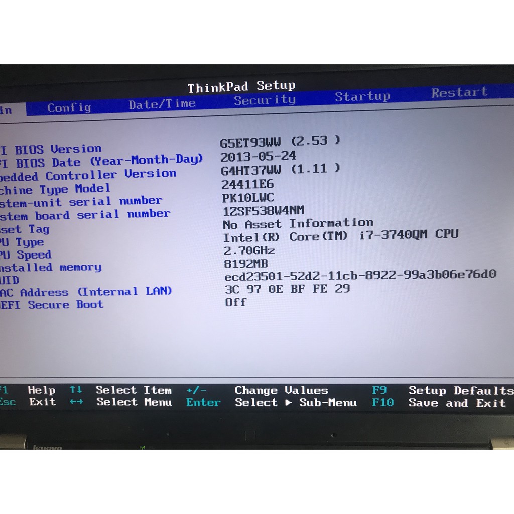 Máy tính laptop ThinkPad W530 (S/N: PK10LWC)