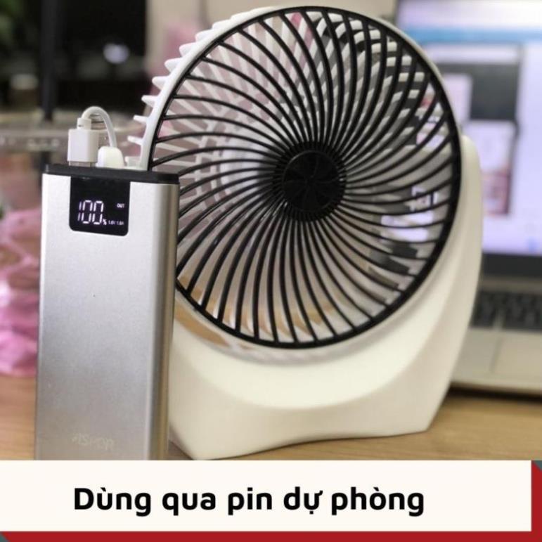 Quạt mini để bàn cổng USB di động, động cơ không tiếng ồn để phòng ngủ, xoay 120 độ