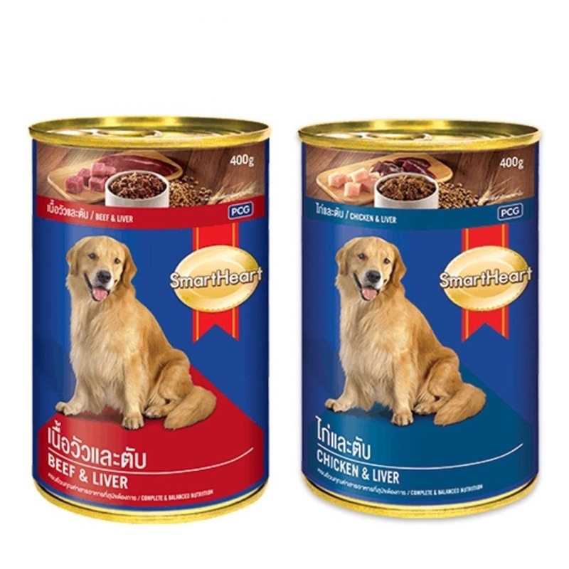 Pate Lon Cho Chó SmartHeart 400g vị bò/vị gà - Mixo Pet Town