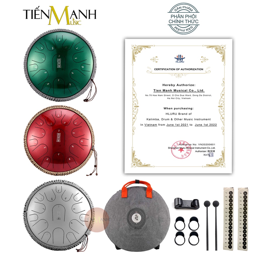 [Chính Hãng] Trống Tank Hluru 15 Tone Cao Cấp TBP15 (Tone C &amp; D Tùy Chọn - Steel Tongue Drum Lưỡi Thép Không Linh)