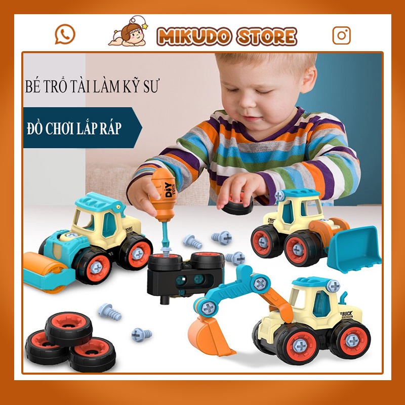 Đồ chơi ô tô trẻ em lắp ráp mô hình cho bé trai bé gái thông minh sáng tạo MIKUDO STORE MD4