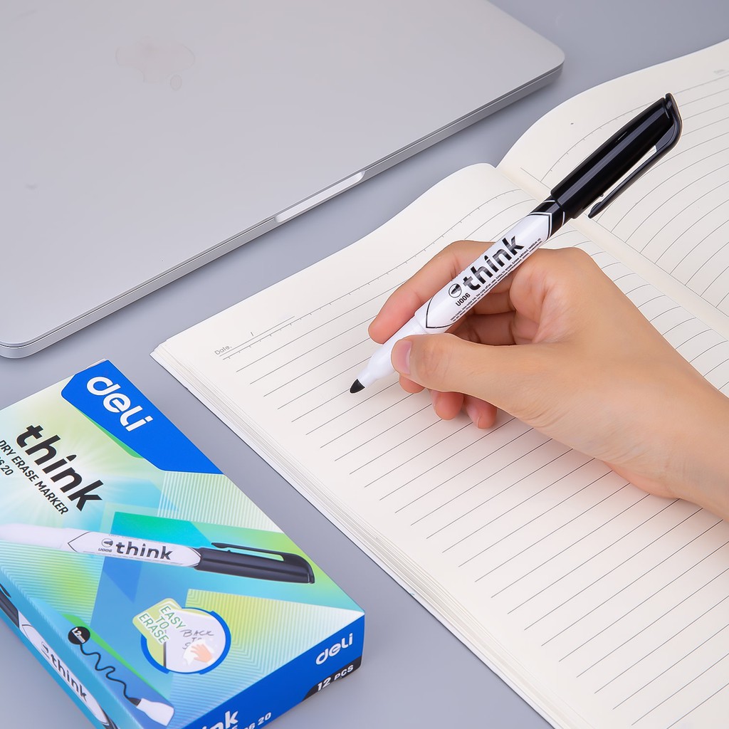 [LIFEMC02BPABAU -10% đơn 250K] Bút dạ bảng Deli - xóa được - Mực xanh/đen/đỏ - 12 chiếc/hộp - EU00130 / EU00630