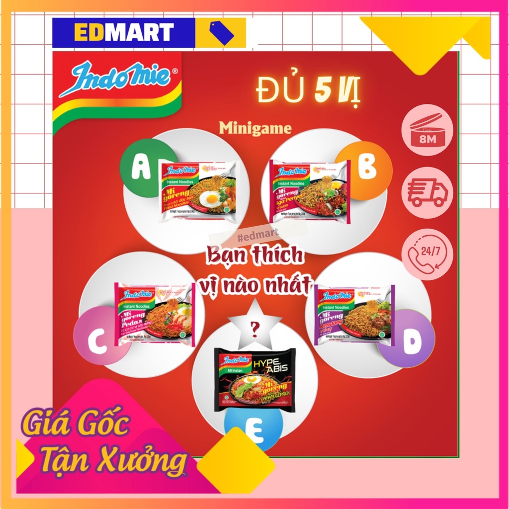 [SIÊUHOT] Thùng 40 Gói Mì Xào Khô Indomie Mi Goreng Đủ 5 Vị | BigBuy360 - bigbuy360.vn