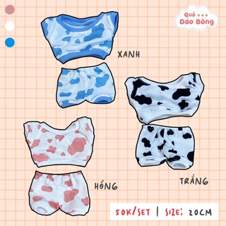 Bộ đồ ngủ bò sữa cho búp bê 10cm, 15cm, 20cm