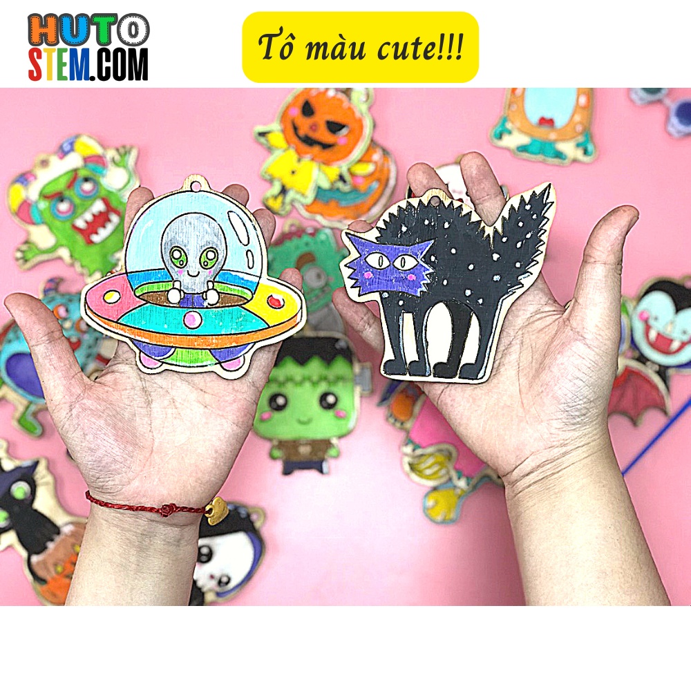 [Tự chọn set] Tô Màu Sáng Tạo, Chủ Đề Halloween, Tặng Kèm Dây Gai Treo Trang Trí