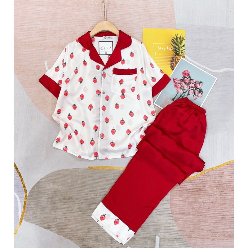 Đồ Ngủ�Đồ Bộ Pijama Lụa Tay Ngắn-Quần Dài Tiểu Thư Dễ Thương 💖 Chất Liệu Satin | BigBuy360 - bigbuy360.vn