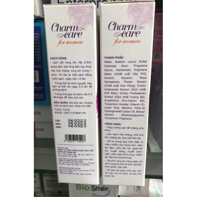 Dung dịch vệ sinh phụ nữ Charm care, làm hồng và se khít vùng kín, khử mùi hôi, dưỡng da, hạn chế khô rát