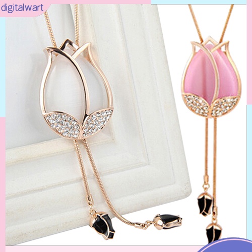 Dây Chuyền Mặt Hoa Tulip Đính Đá Thời Trang Cho Nữ