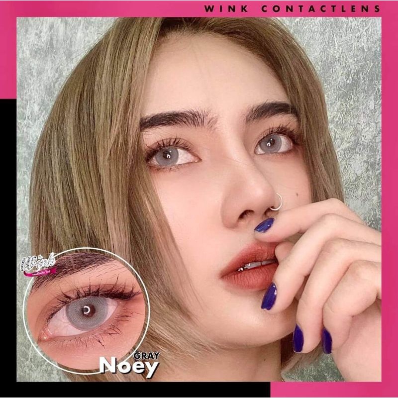 Lens Gray 0 độ hoạ tiết viền đơn giản - Áp tròng cho mắt màu Xám Tây chỉ có không độ
