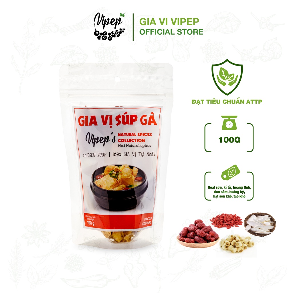 Gia Vị Nấu Súp Gà Tự Nhiên Vipep 100g