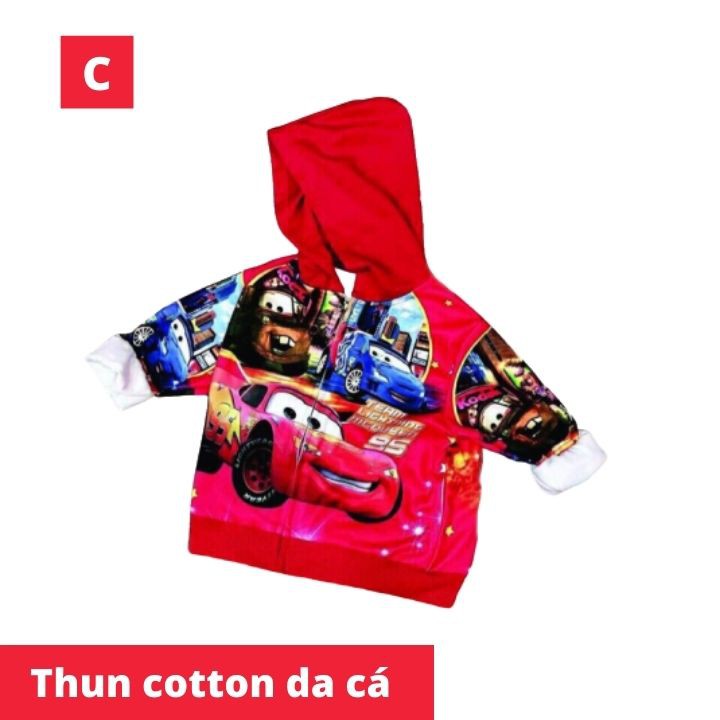 Áo khoác bé trai hình xe Mc Queen 9-12kg. Chất thun cotton, mềm mịn - Tomchuakids