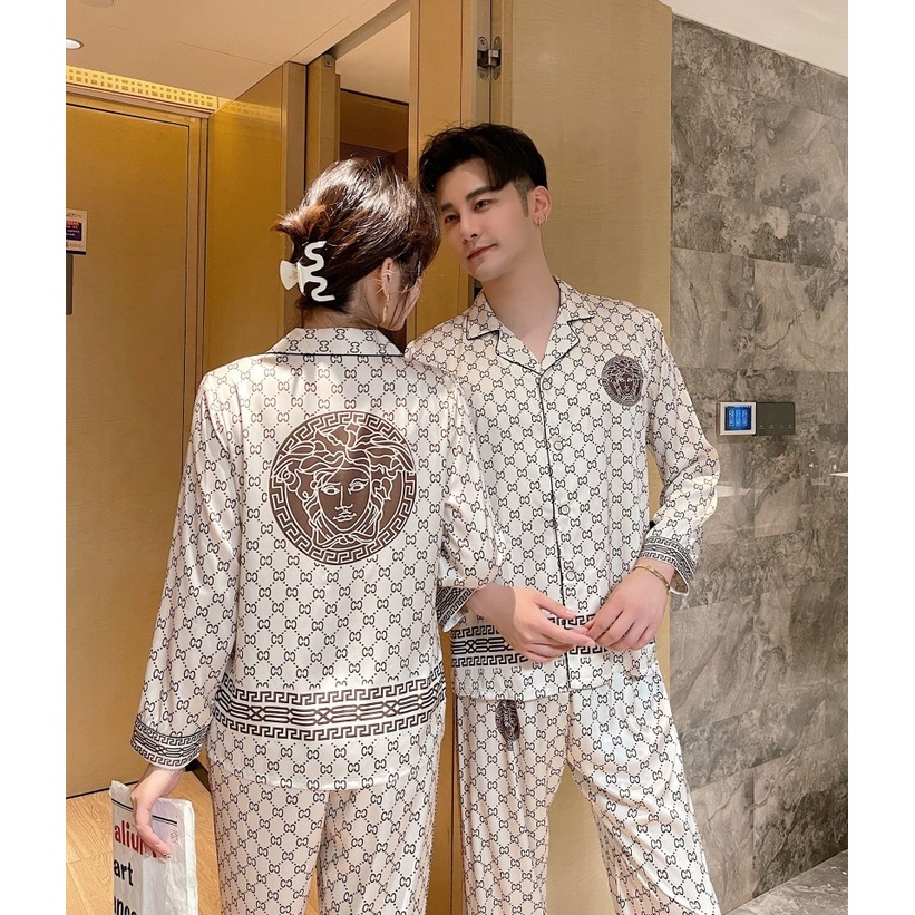 Bộ Pijama Lụa Nam Nữ Bigbang Cao Cấp Chất Lụa Mềm Mại - Đồ Ngủ Đôi Quà Tặng Người Yêu Quà Cưới ý Nghĩa