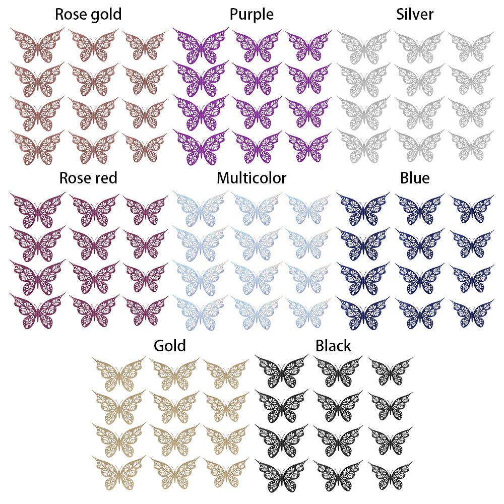 Set 12 bươm bướm 3D dùng trang trí DIY