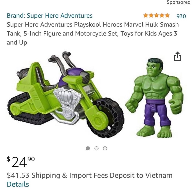 Nhân vật Hulk và xe mô tô xanh lá bản Super Hero Mavel