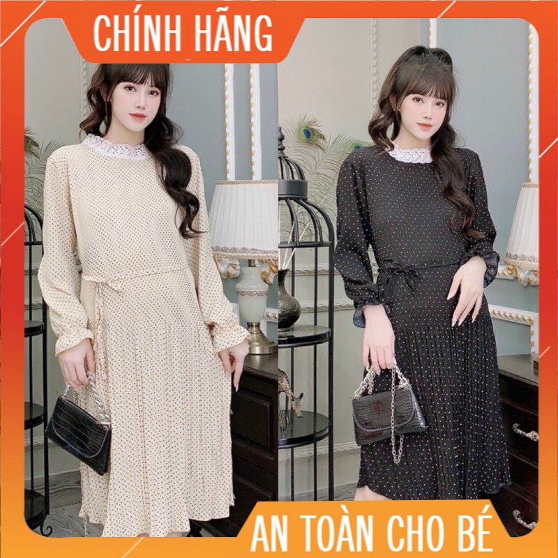 Váy bầu thu đông cao cấp💕chất Hoa thái dập ly loại 1☘️đầm bầu dài tay thiết kế thu đông sang chảnh💕