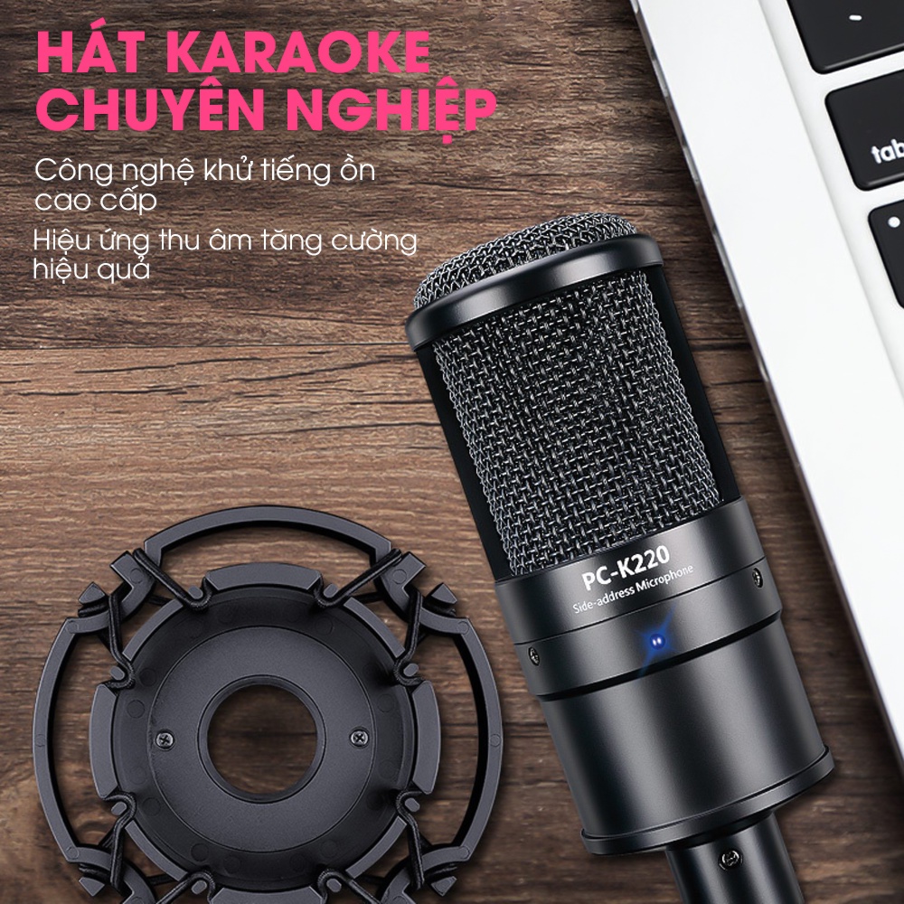 Mic Thu Âm Livestream Hát Karaoke Chuyên Nghiệp Takstar PC-K220 Độ Nhạy Cao, Lọc Ồn, Chính Hãng Cao Cấp Bảo Hành 1 Năm
