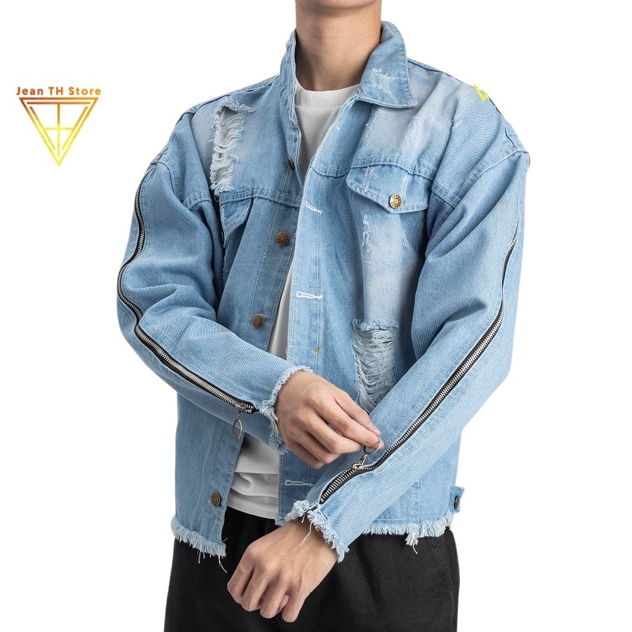 Áo khoác jean unisex nam nữ bò TH Store 2 dây kéo cá tính may mạc life chống nắng - HÀNG MỚI VỀ0