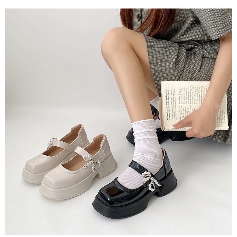 Order _ Giày lolita nữ da mềm hai màu siêu hottrend 2022