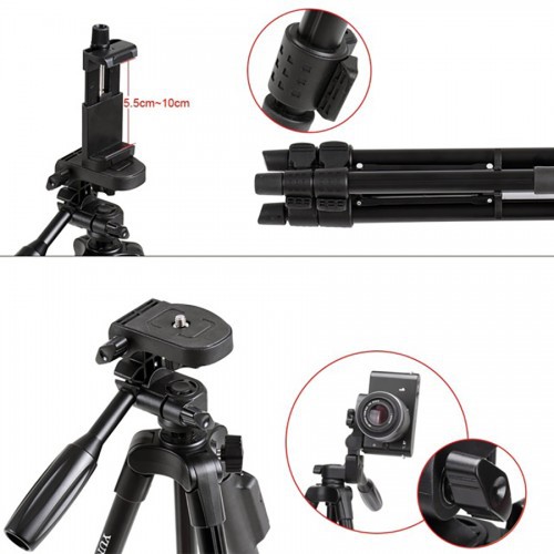 Giá Đỡ Điện Thoại Máy Ảnh-Tripod Điện Thoại Máy Ảnh Chuyên Nghiệp Yunteng VCT 5208 (hỗ trợ livestream, bán hàng online )