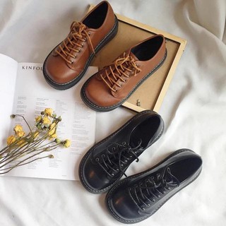 Giày ulzzang da lì dây tròn hàng quảng châu