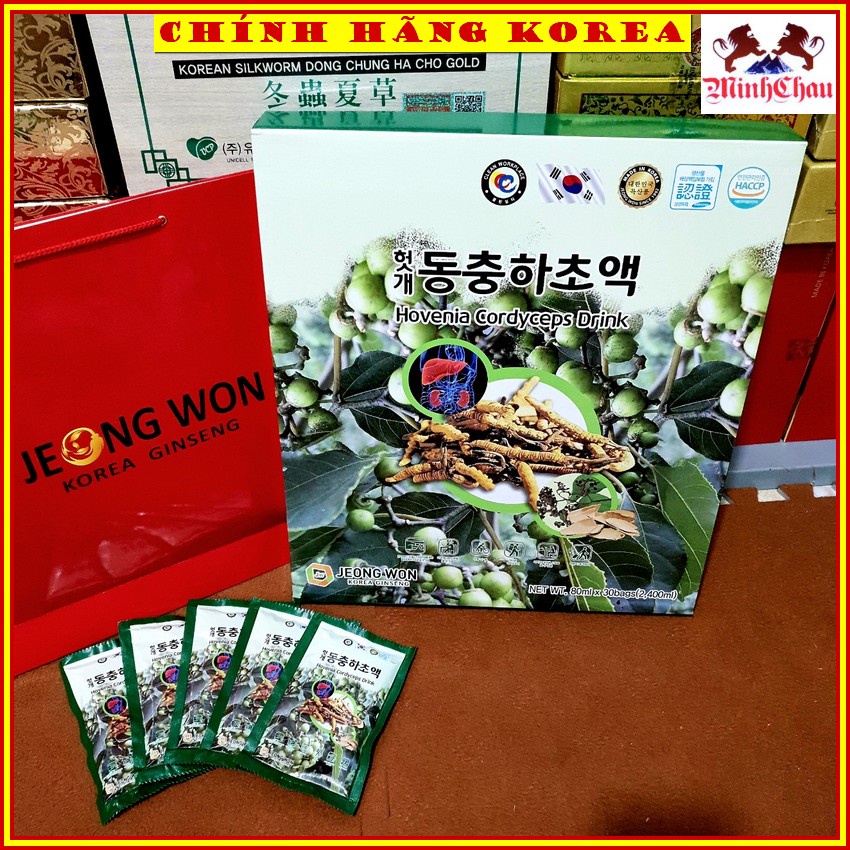 Nước bổ gan đông trùng hạ thảo Jeong Won hàn quốc, hộp 30 gói - Giải độc gan, thanh lọc cơ thể - minhchau