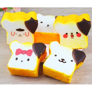 Cartoon Bear Cat Face Toast Bread Squishy Phone Strap Chram Slow Rising DIY toy