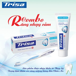Combo Kem Đánh Răng Rivital Sensitive 75ml + Bàn Chải Đánh Răng Trisa Pro Sensitive Thụy Sỹ