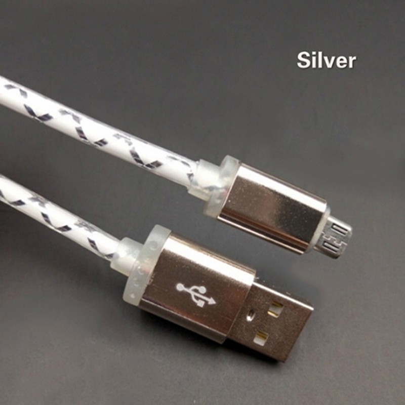 Cáp sạc truyền dữ liệu dây rút được với đèn LED đầu Micro USB