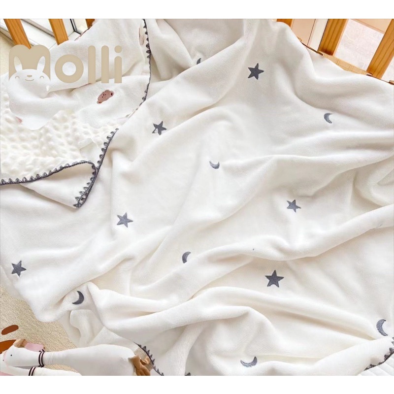 Chăn Băng Lông Hạt Đậu MONONA Thêu Hình Siêu Mềm Cho Bé KT: 1m*1m2