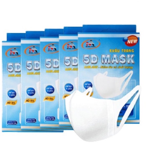 Combo 10 Hộp khẩu trang y tế kháng khuẩn 3 lớp Famapro 5D Mask dây vải cao cấp