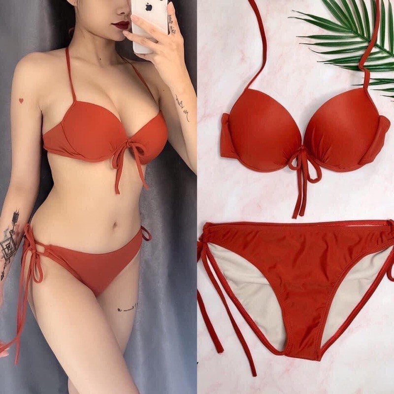 Bikini đen mút dày nâng ngực