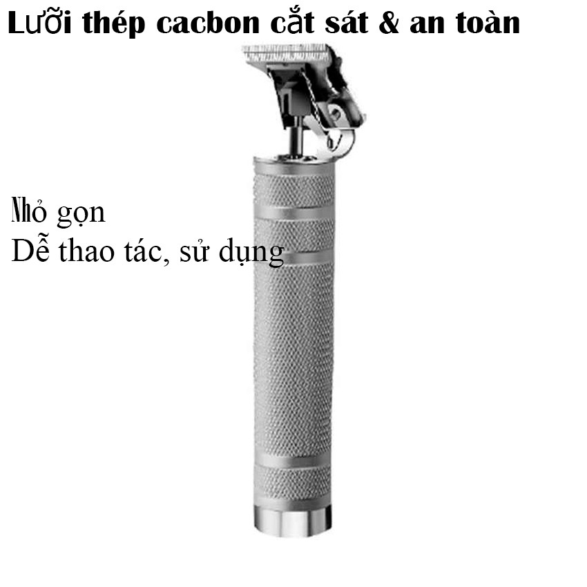 Tông đơ cắt tóc Kemei Skeleton chữ T 0mm màu bạc tiện lợi dành cho nam (kemei 1974B)