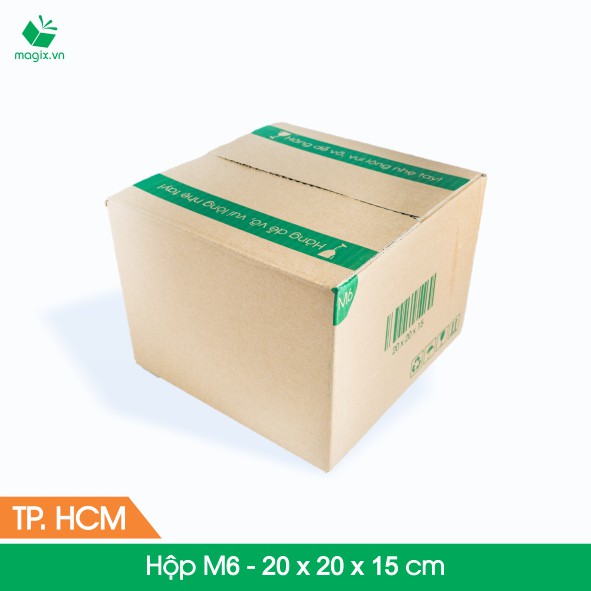 M6 - 20x20x15 cm - 60 Thùng hộp carton + tặng 25 decal HÀNG DỄ VỠ