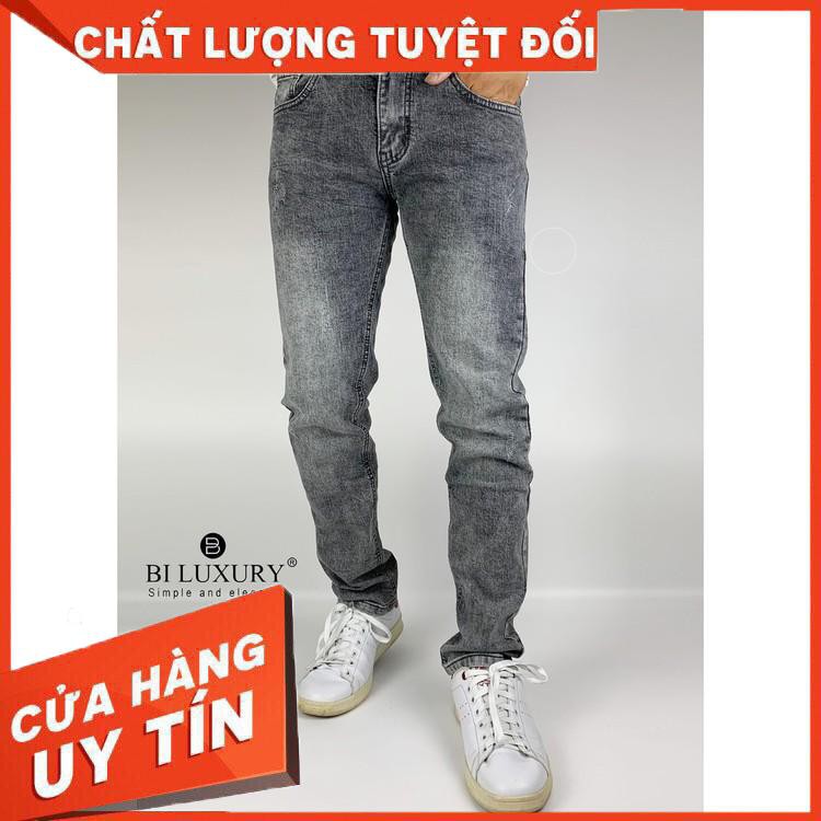 Quần jean (quần bò) nam Biluxury màu ghi xám mài trắng (QBDT019DEN) - Hàng nhập khẩu