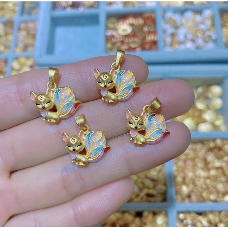 Charm hồ ly mạ vàng tĩnh điện bền đẹp