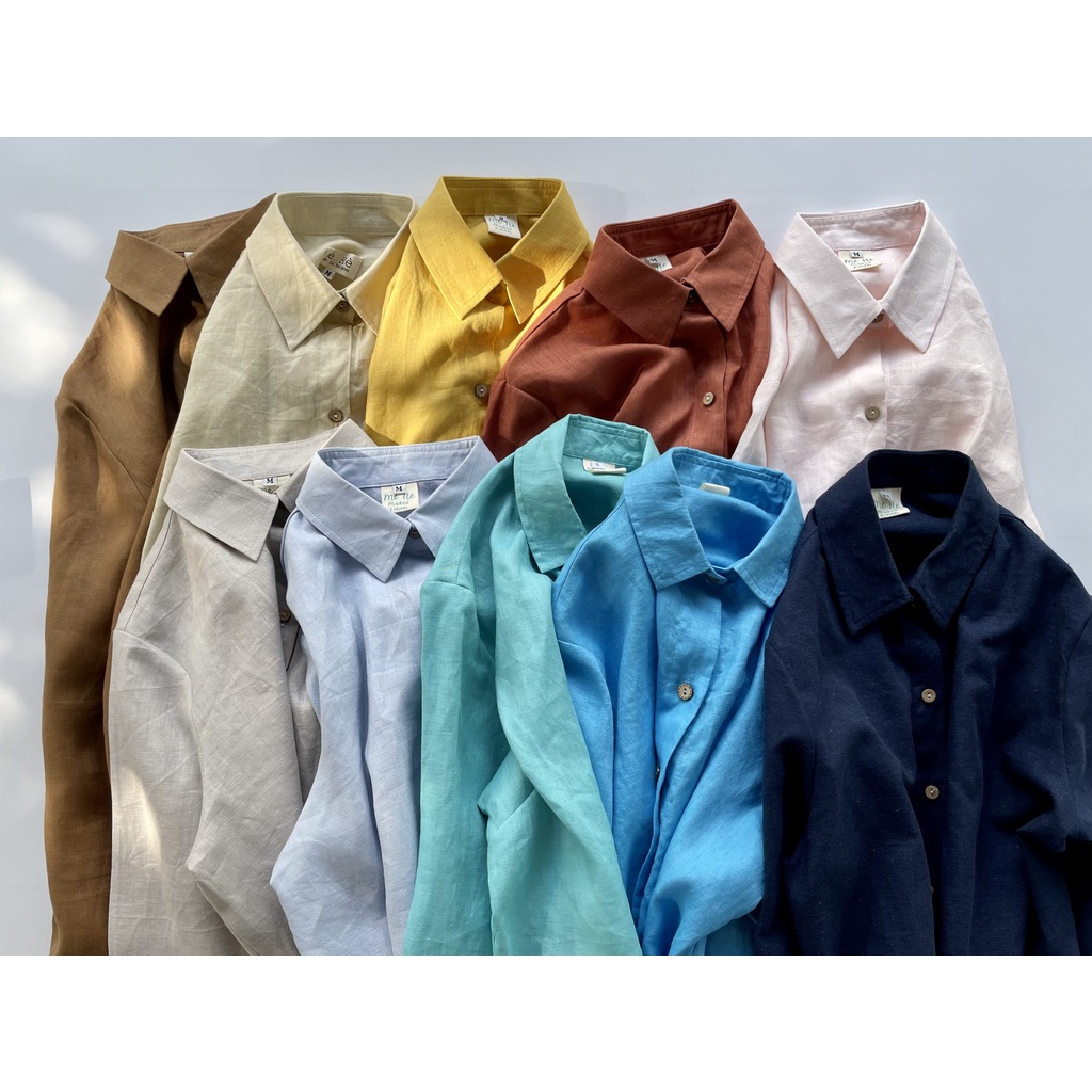 ĐẶT MAY - Áo sơ mi tay dài linen tưng washed oversize - Mé Hè