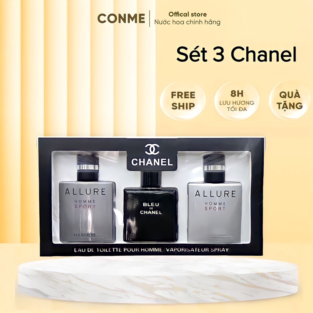 Nước hoa nam - Combo 3 chai nước hoa Chanel chính hãng thơm lâu