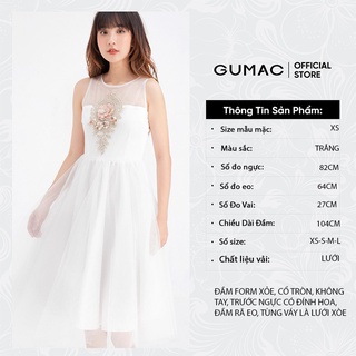 [Mã WABRGUM giảm 10% tối đa 30K đơn 99K] Đầm lưới xòe sát nách GUMAC DB644