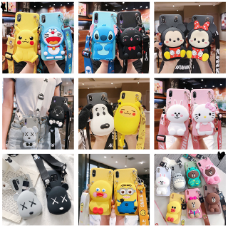 Ốp điện thoại 3D cartoon zipper wallet pikachu minnie mickey doraemon hello kitty cony rabbit brown bear snoopy stitch cat soft phone case cover cho iphone 12 mini