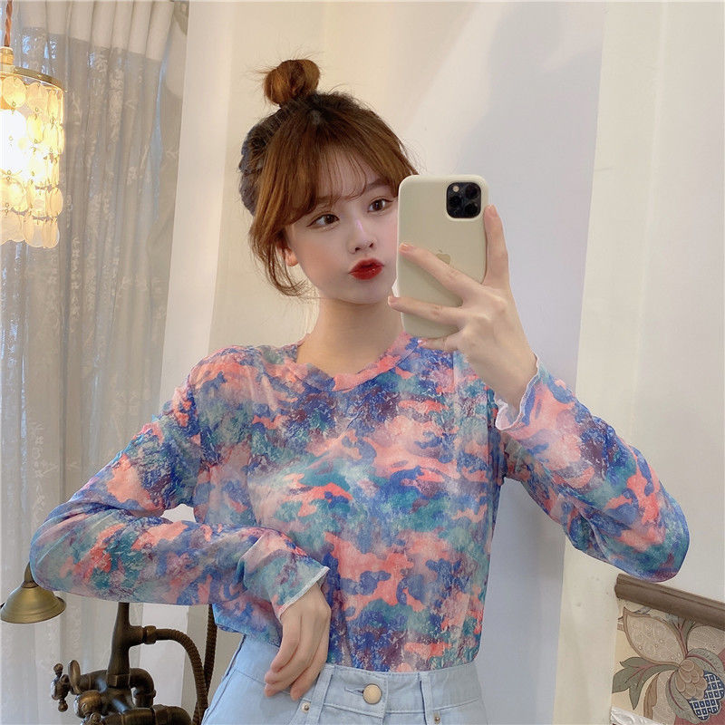 Áo Thun Nữ Dài Tay Phối Lưới Phong Cách Châu Âu | BigBuy360 - bigbuy360.vn