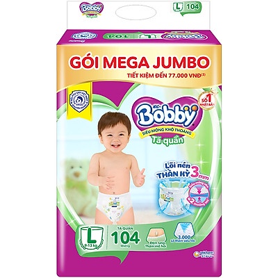 TÃ QUẦN BOBBY MEGA JUMBO M120/L111/L111+9/XL102/XL96/XXL88/XXL93 GÓI LƠN SIÊU TIẾT KIỆM.