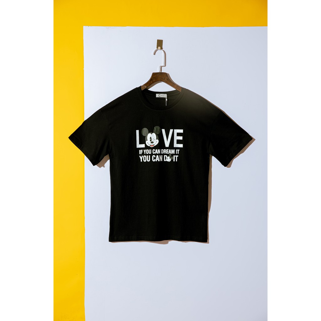 Áo thun T-shirt freesize in chữ mickey
