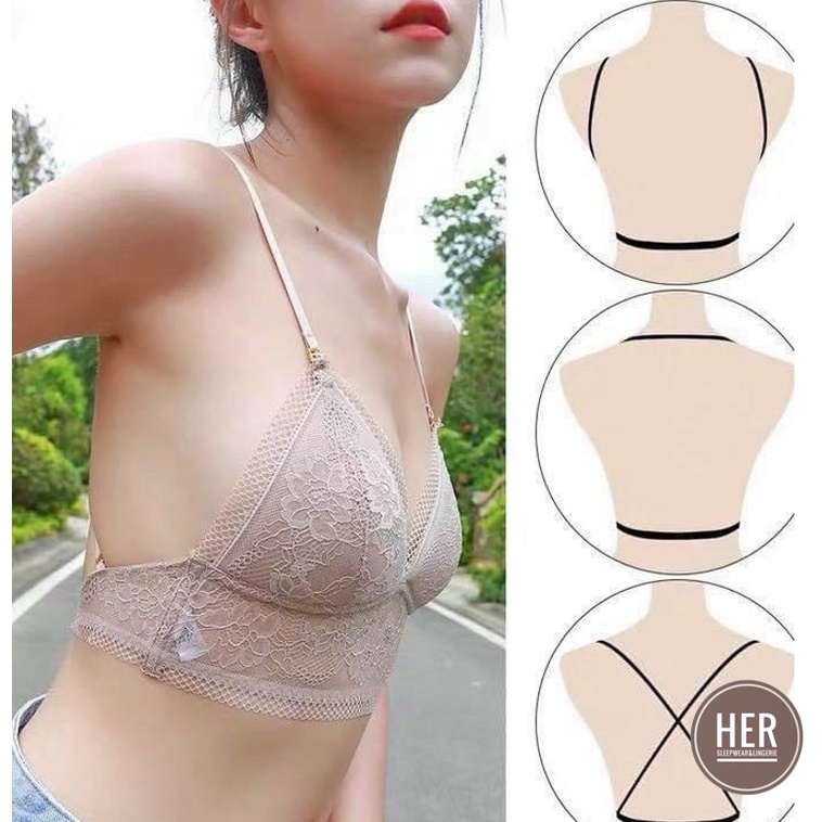Áo bralette ren không gọng chuyên mặc áo hở lưng gợi cảm mút mỏng mặc nhiều kiểu BR05  - Her Sleepwear