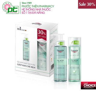 Bộ Đôi Gel Rửa Mặt Sạch Sâu Giúp Hạn Chế Mụn Eucerin ProAcne Cleansing Gel
