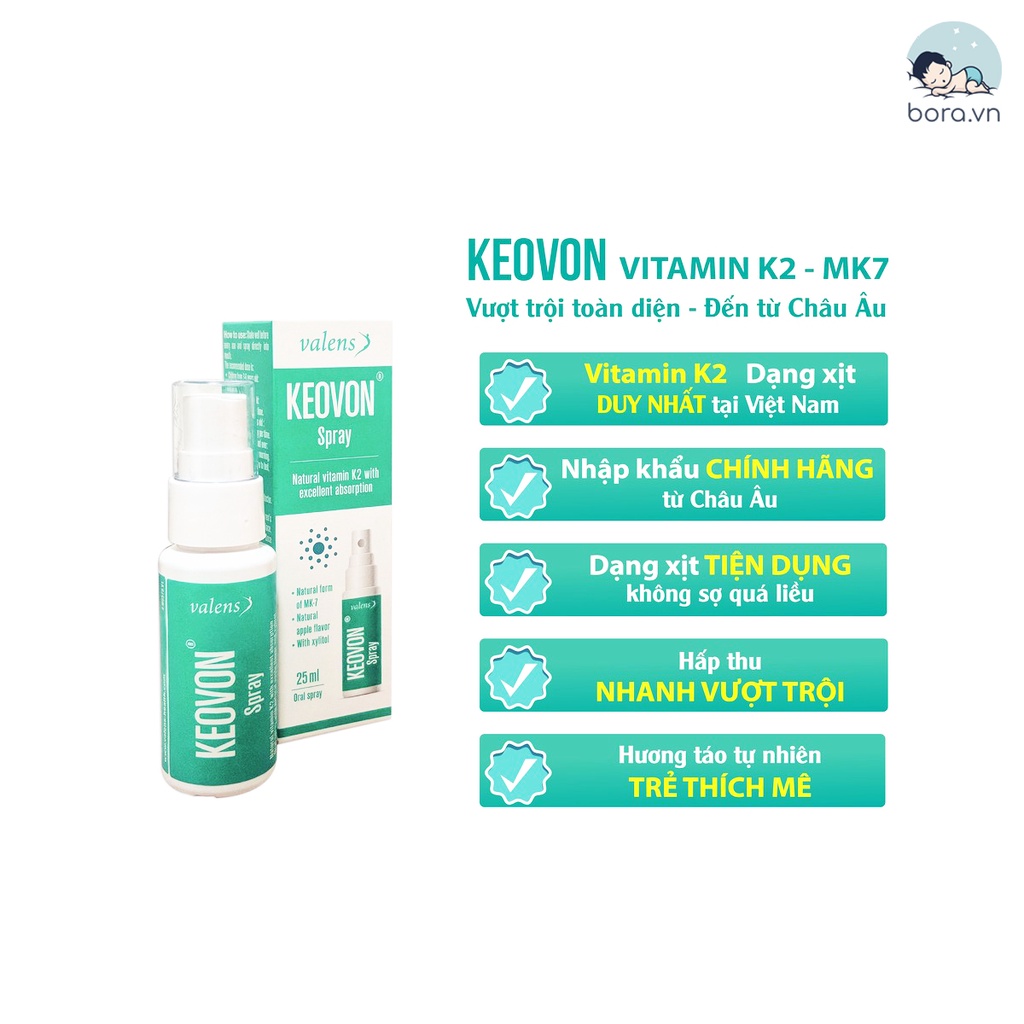 Keovon vitamin K2-MK7 dạng xịt giúp phát triển chiều cao cho trẻ em, nhập khẩu châu Âu