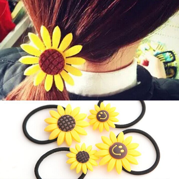 Dây chun buộc tóc hình hoa hướng dương Smile Sunflower thời trang dễ thương siêu co dãn youngcityshop 30.000