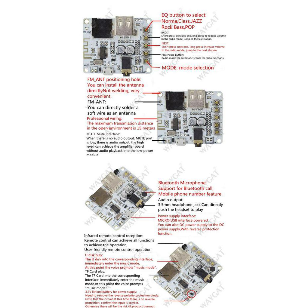 Bảng mạch nhận tín hiệu âm thanh bluetooth hỗ trợ usb thẻ TF chuyên dụng tiện lợi